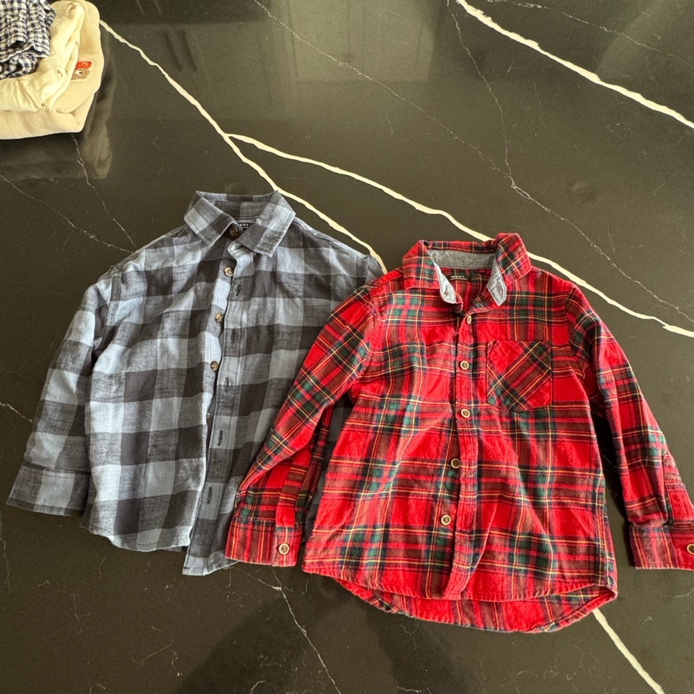 Next Red and Gray Plaid Kids Button Down Shirts